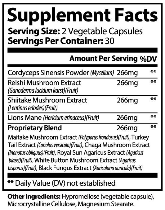 INTEGRIS Mushroom Complex 10X Ten Fungi Blend Dietary Supplement 60 Capsules
