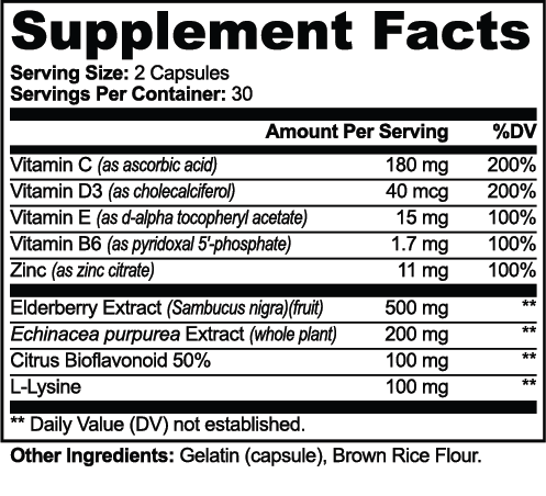 INTEGRIS Elderberry Zinc Vitamin C and D3 Immune Support Complex 60 Capsules