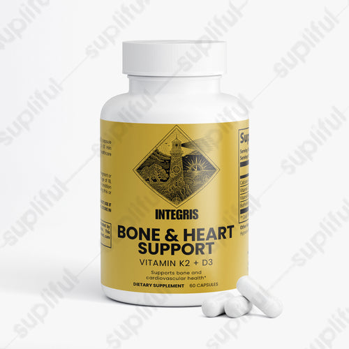 Bone and Heart Support Vitamin D3 and K2 Dietary Supplement - 60 Capsules