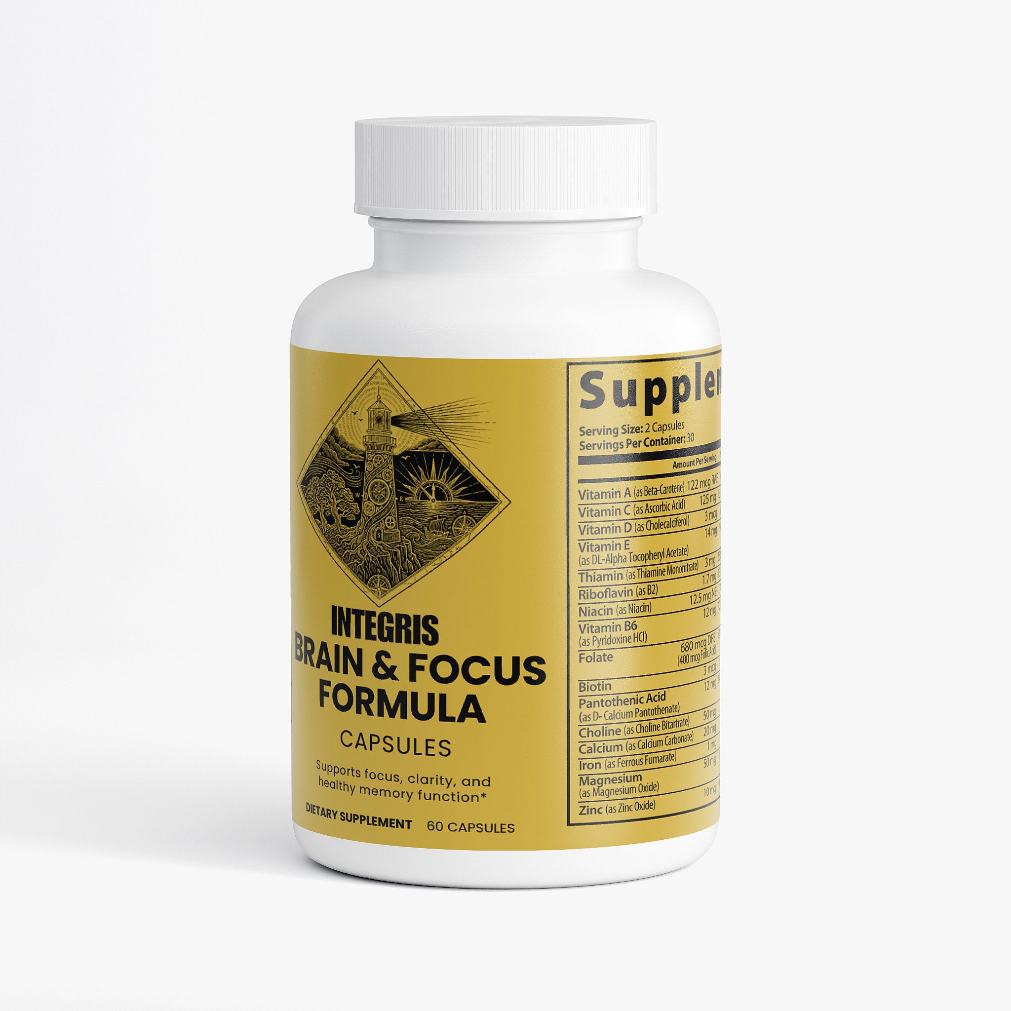 Brain & Focus Formula Dietary Supplement - 60 Veggie Capsules