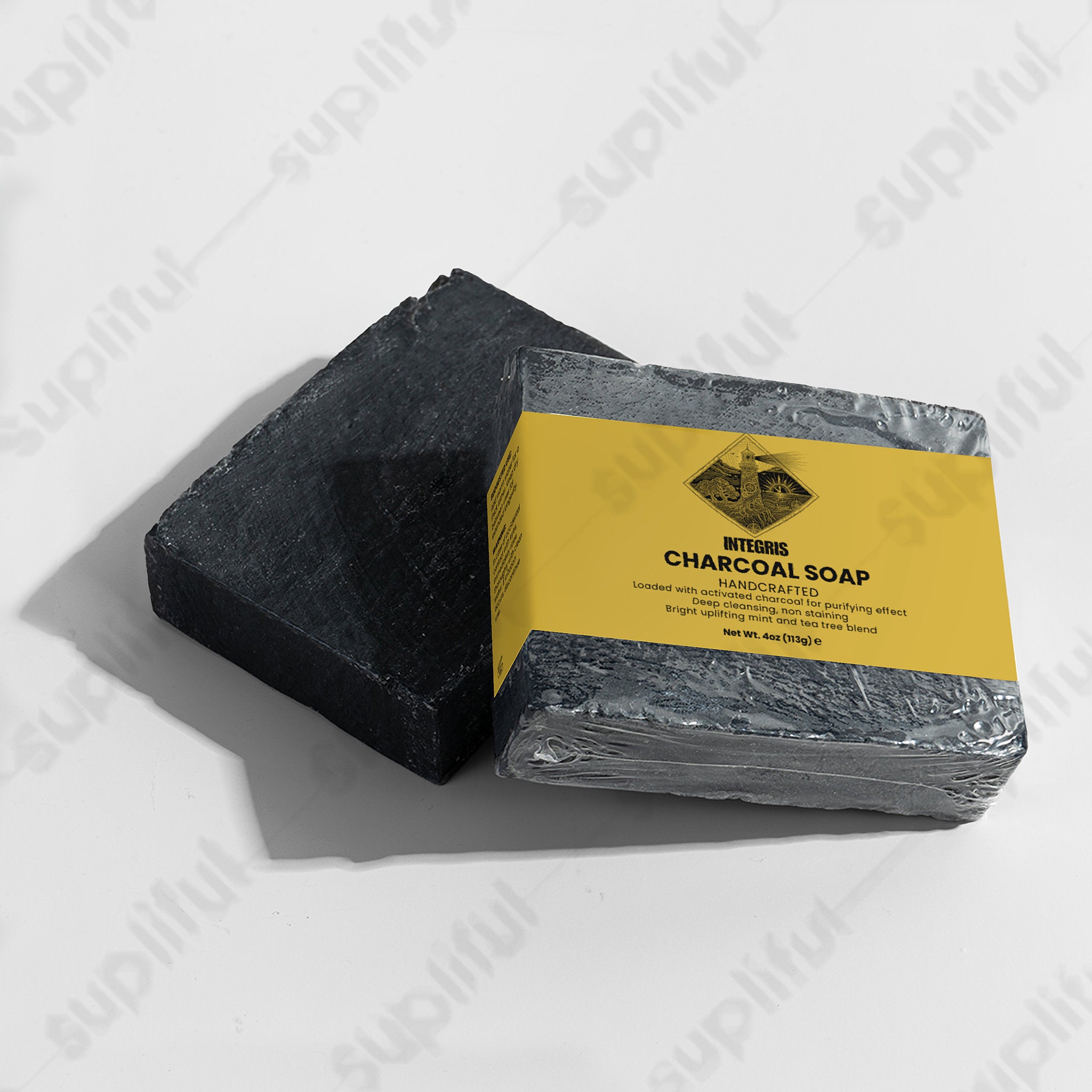 Charcoal Bar Soap with Peppermint and Tea Tree Essential Oils - 4 oz (113g)
