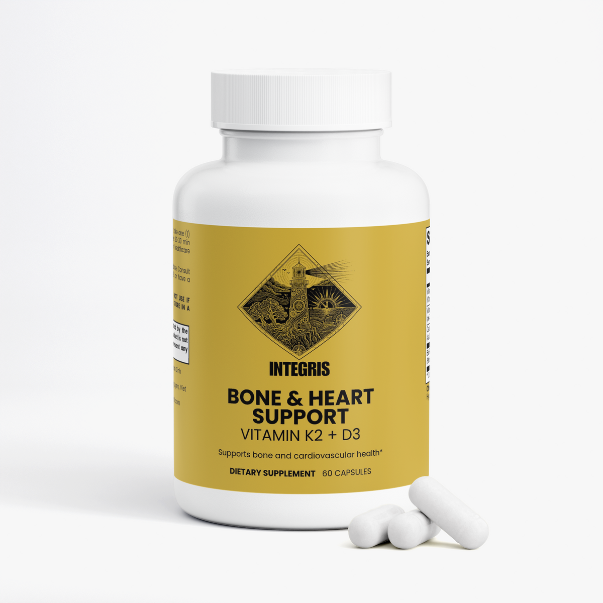 INTEGRIS Vitamin D3 K2 with Calcium & BioPerine Bone & Heart Support - 60 Capsules
