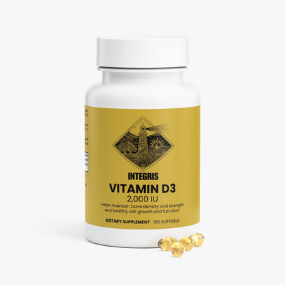 INTEGRIS Vitamin D3 2000 IU Cholecalciferol Dietary Supplement 100 Softgels