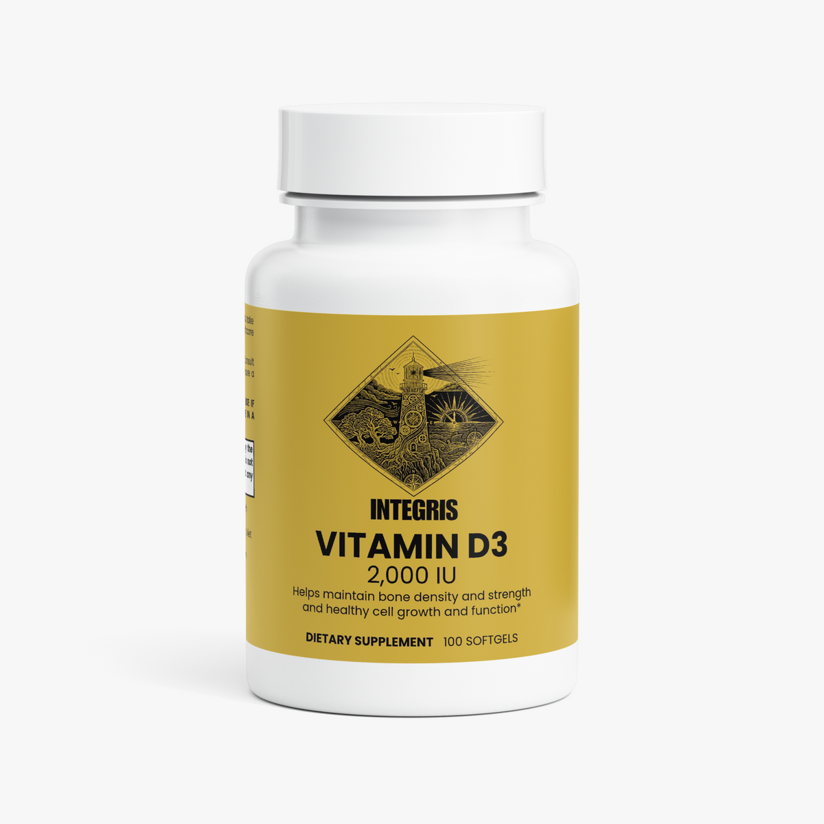 INTEGRIS Vitamin D3 2000 IU Cholecalciferol Dietary Supplement 100 Softgels