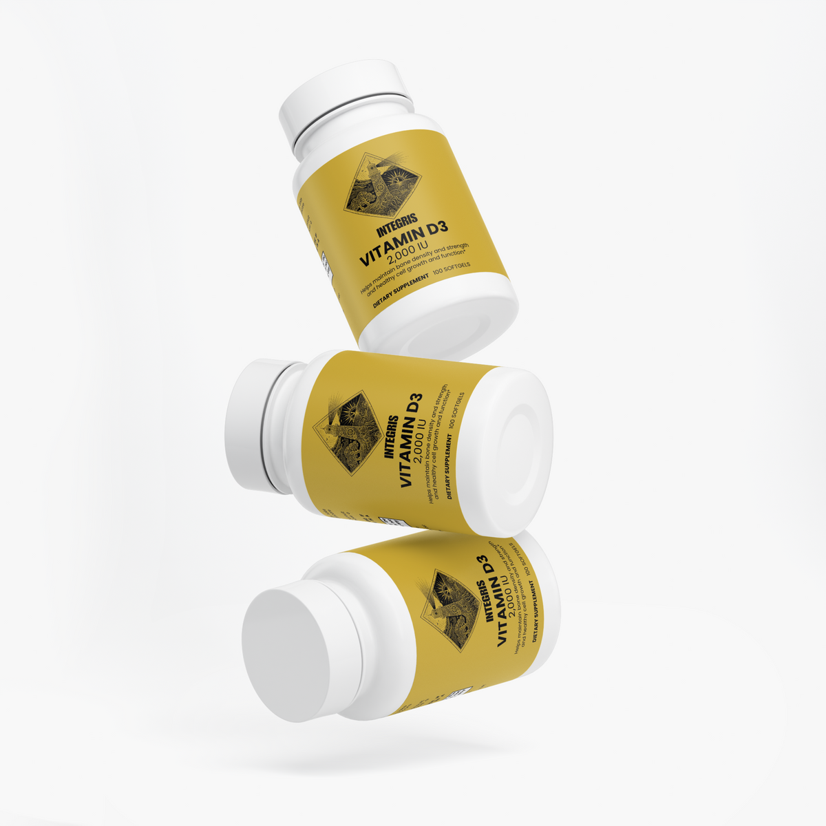 INTEGRIS Vitamin D3 2000 IU Cholecalciferol Dietary Supplement 100 Softgels