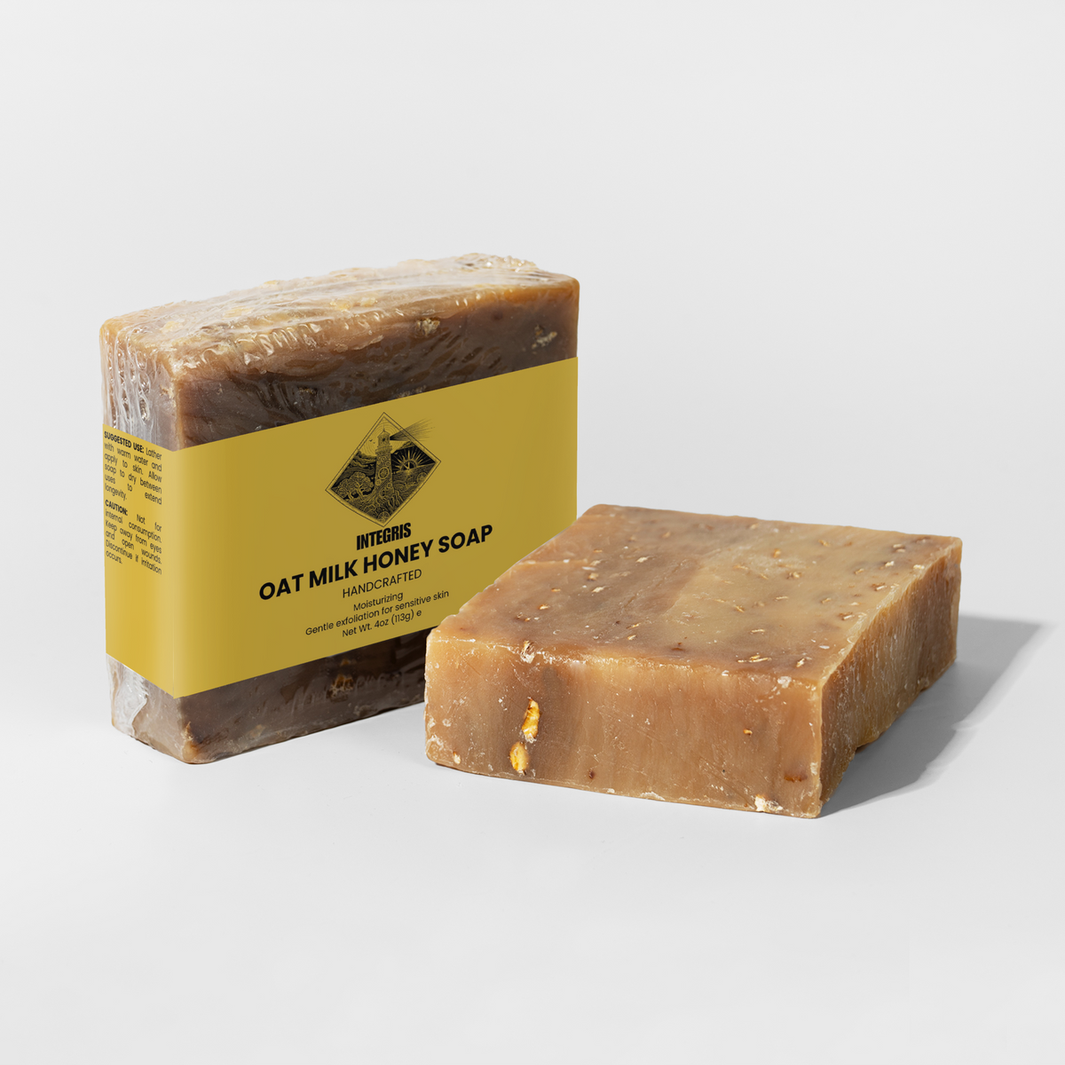 INTEGRIS Handmade Oat Milk Honey Bar Soap Daily Cleansing 4 oz (113g)