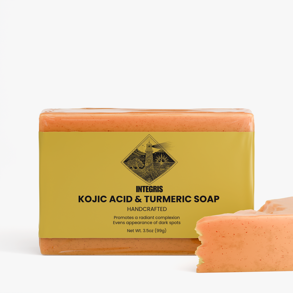 INTEGRIS Kojic Acid and Turmeric Face and Body Soap Bar 3.5 oz (99g)