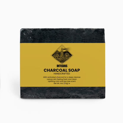 INTEGRIS Charcoal Bar Soap Peppermint and Tea Tree Essential Oils 4 oz (113g)