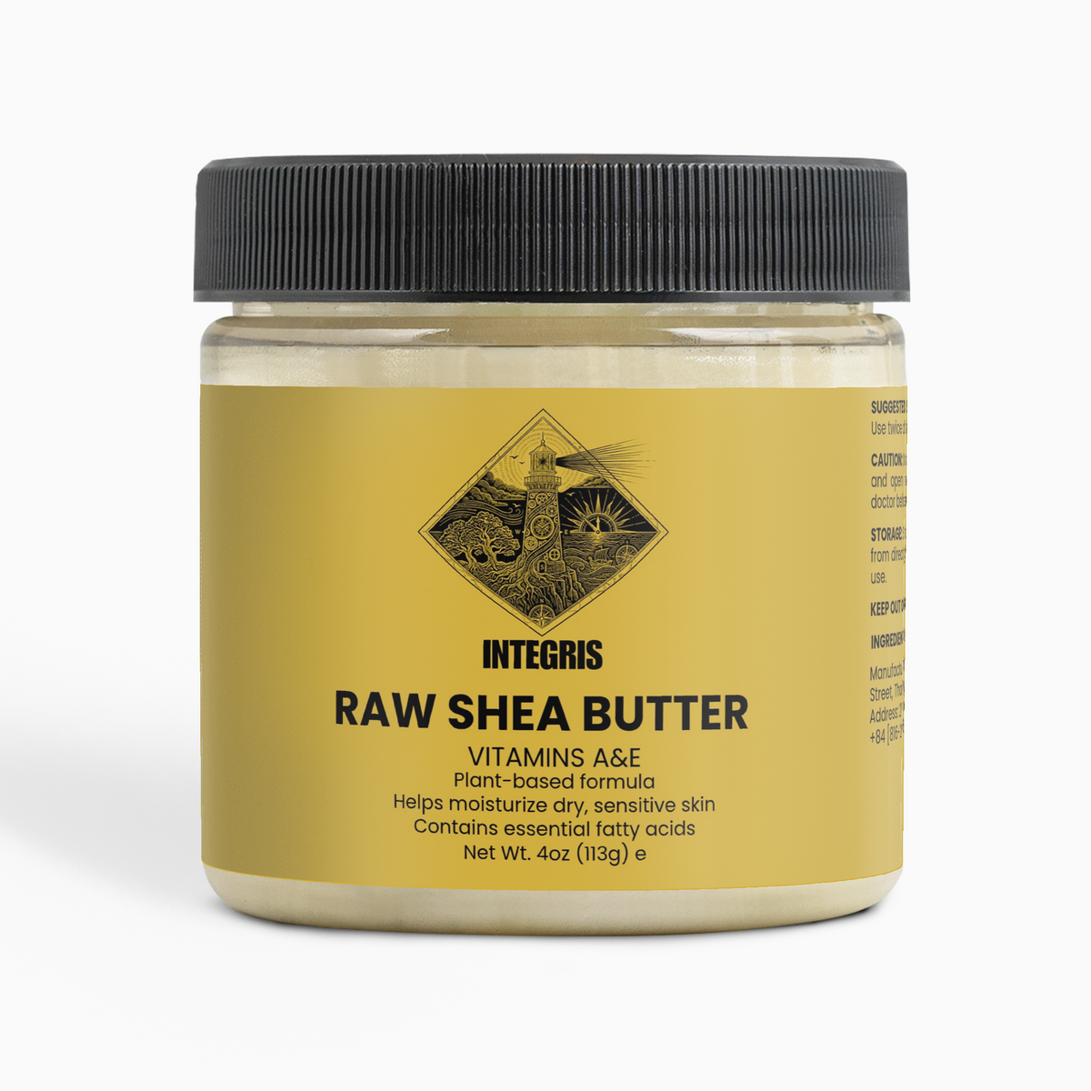 INTEGRIS Organic Raw Shea Butter Plant-Based Skin and Hair Moisturizer 4 oz (113g)