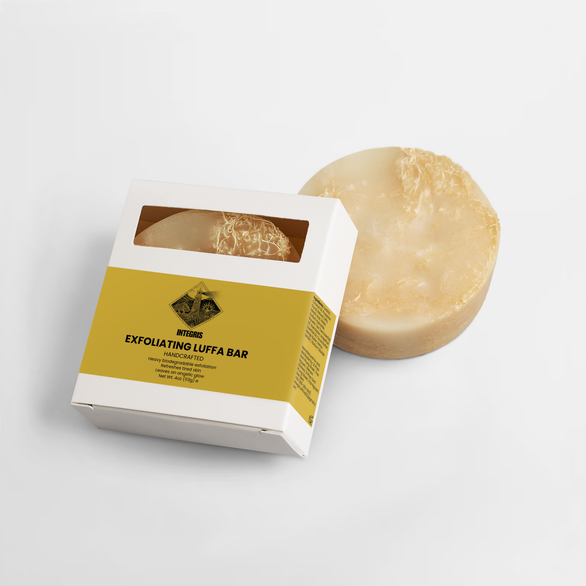 INTEGRIS Exfoliating Luffa Bar Handmade Tea Tree and Grapefruit Soap 4 oz (113g)