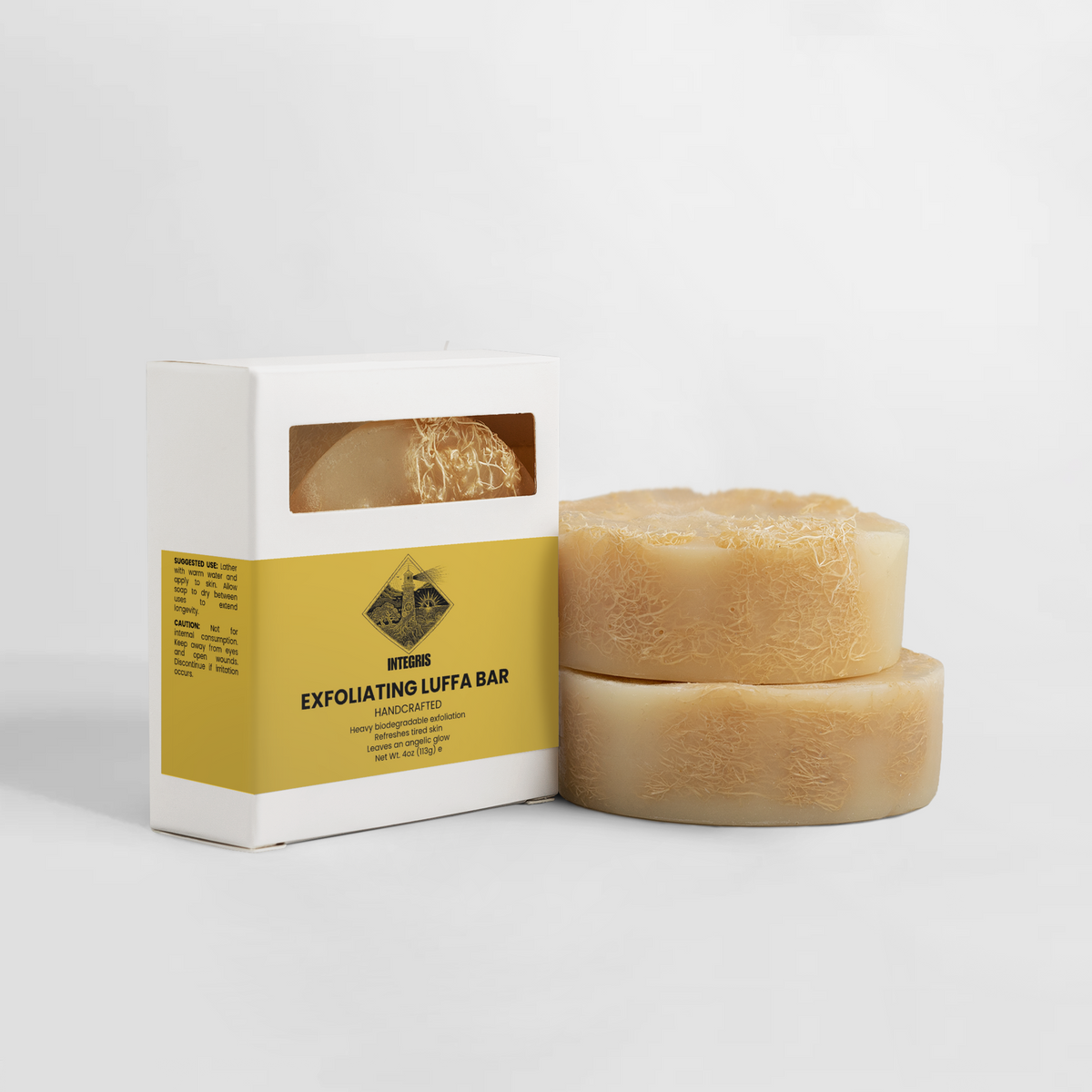 INTEGRIS Exfoliating Luffa Bar Handmade Tea Tree and Grapefruit Soap 4 oz (113g)