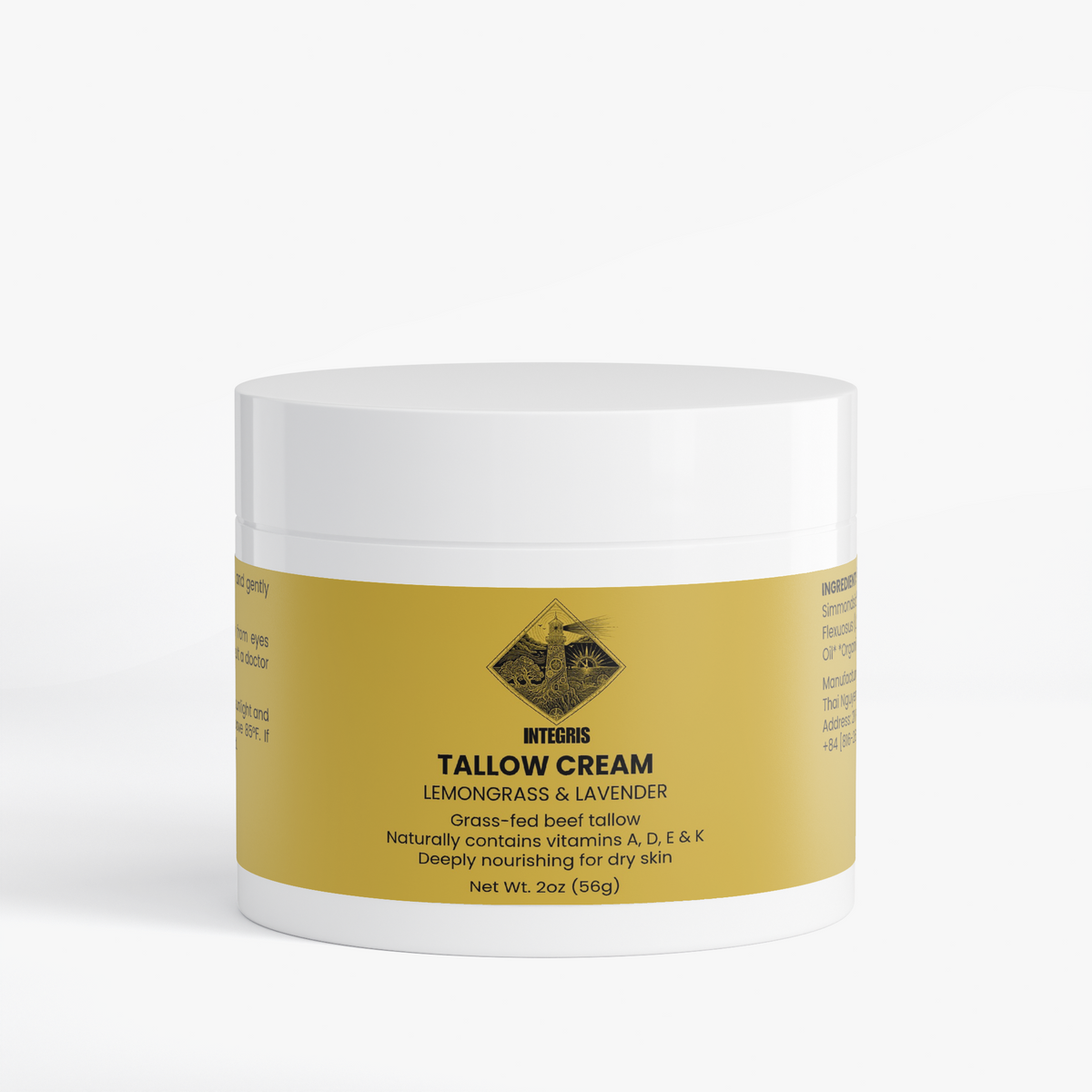 INTEGRIS Grass-Fed Beef Tallow Cream Lemongrass and Lavender 56g
