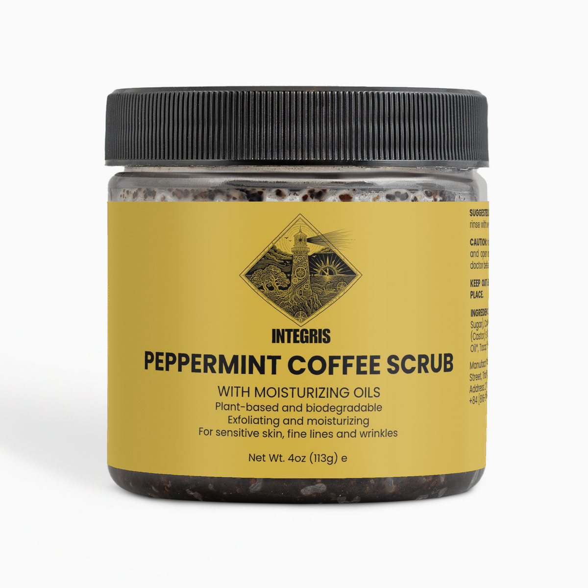 INTEGRIS Peppermint Coffee Body Scrub Organic Coconut Oil 4 oz (113g)