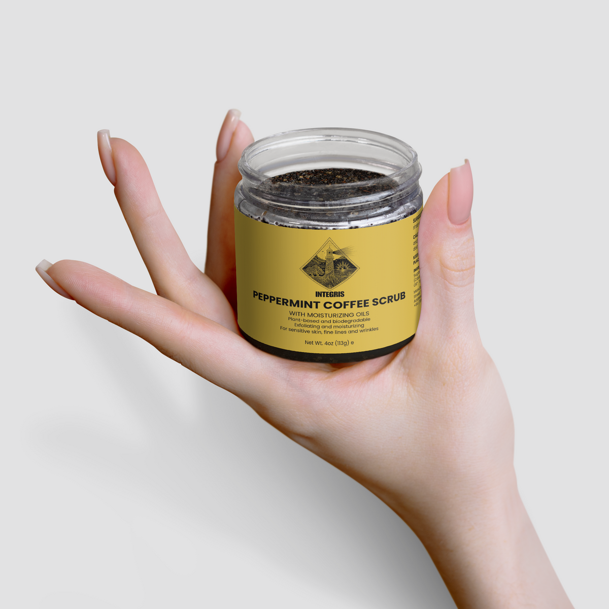INTEGRIS Peppermint Coffee Body Scrub Organic Coconut Oil 4 oz (113g)