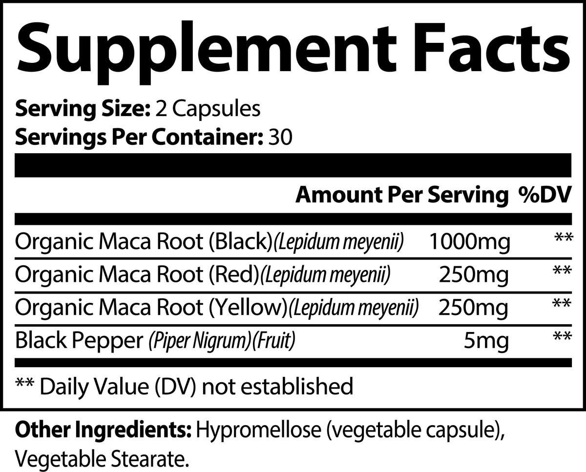 INTEGRIS Maca Plus Organic Triple Root Blend Dietary Supplement 60 Capsules