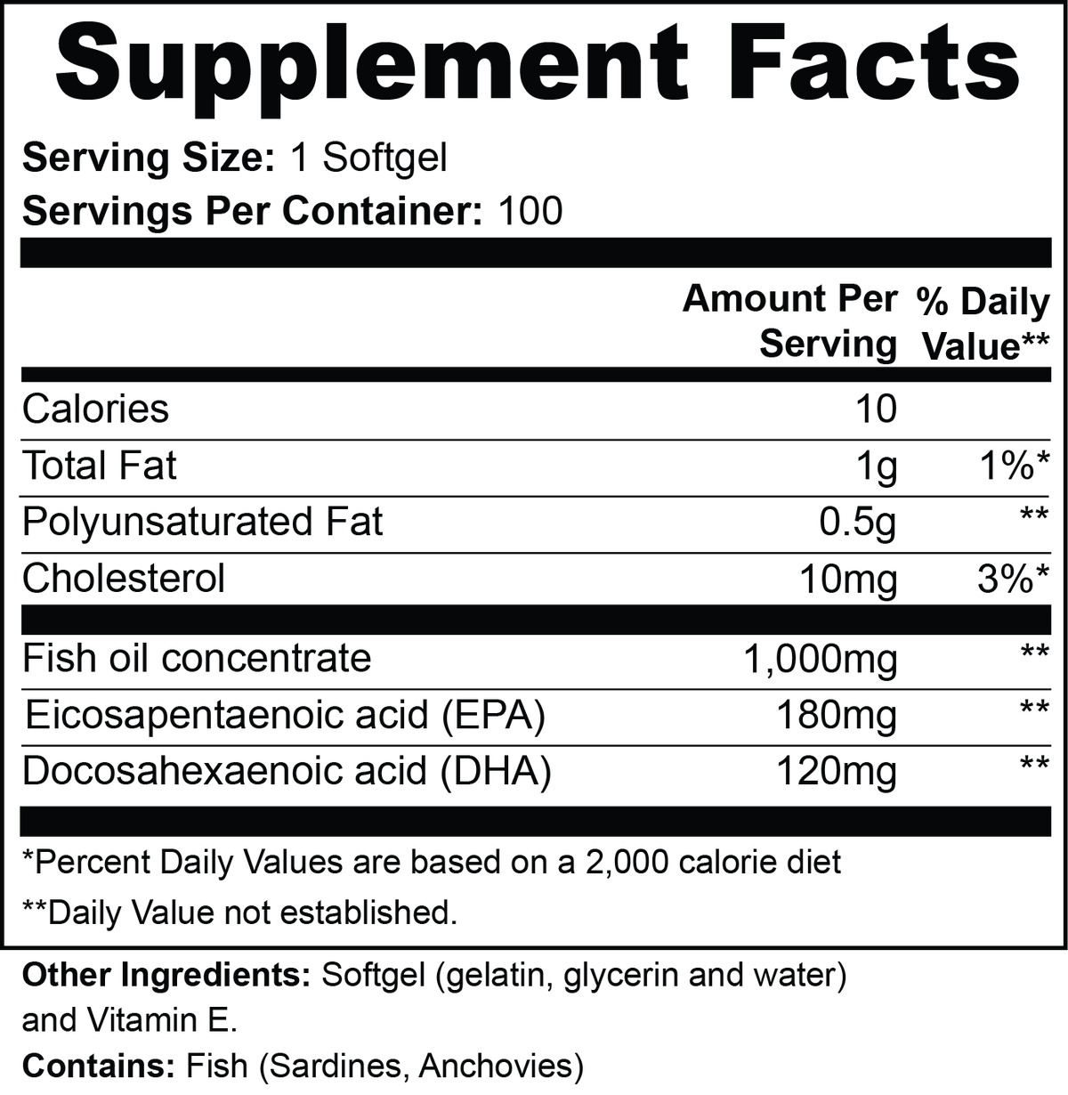 INTEGRIS Omega-3 Fish Oil Concentrate EPA 180mg DHA 120mg 100 Softgels