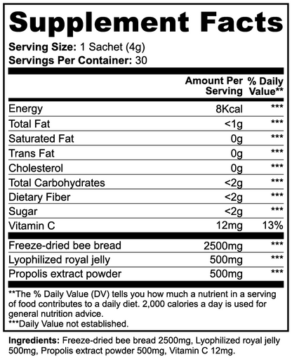 INTEGRIS Bee Bread Powder with Royal Jelly & Propolis - 30 Sachets (136g)