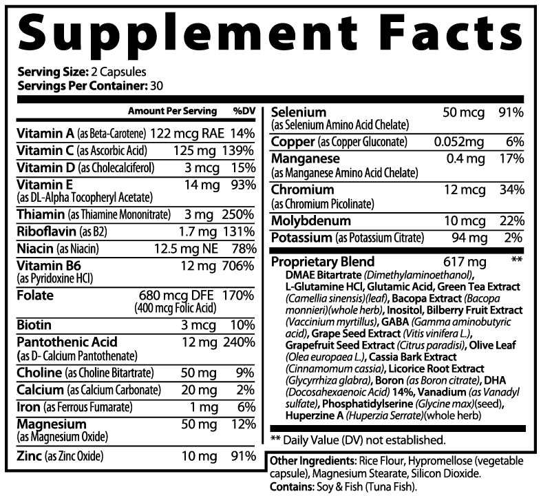 INTEGRIS Brain & Focus Formula Dietary Supplement 60 Veggie Capsules
