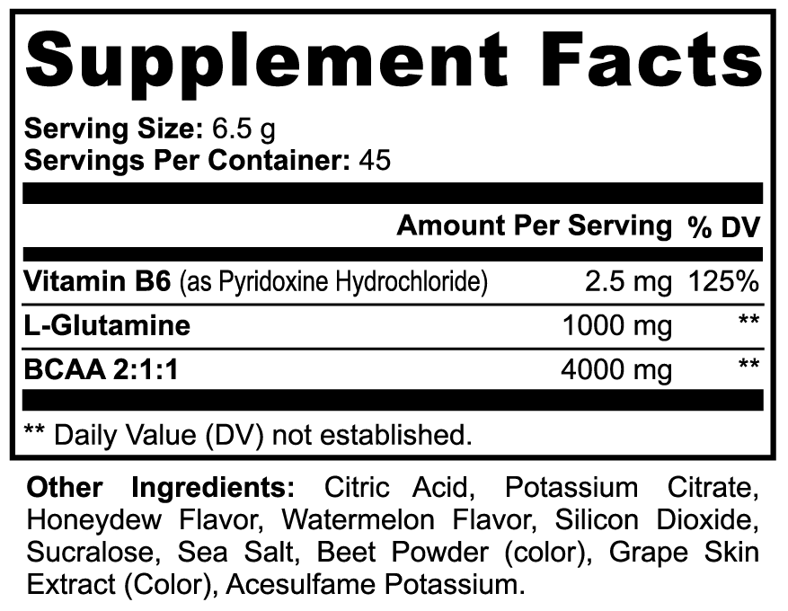 INTEGRIS Branched Chain Amino Acids and L-Glutamine Workout Powder Honeydew Watermelon Flavor 292g